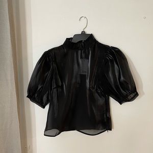 Sheer shimmer material top